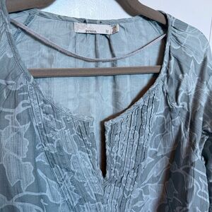 Prana Teal Floral Women's Blouse